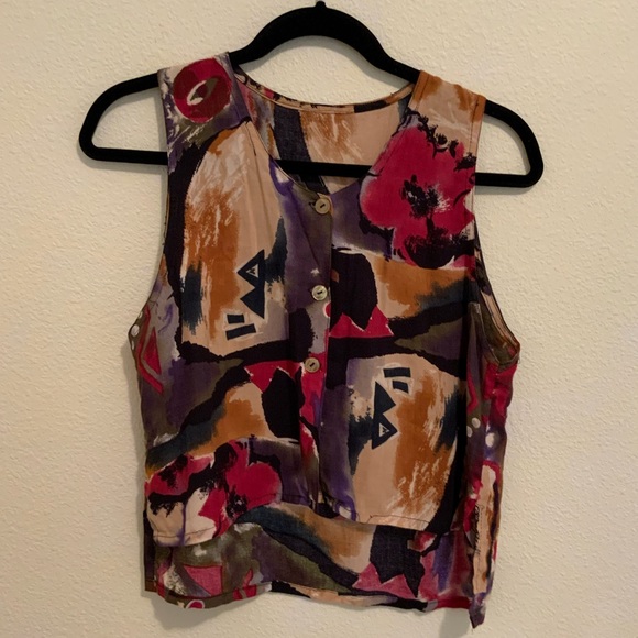 Vintage Funky print handmade High low tank top - Picture 5 of 5